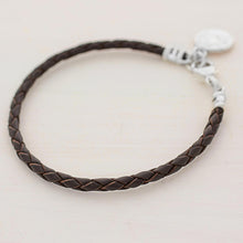 Load image into Gallery viewer, Fine Silver Brown Leather Charm Wristband Bracelet Guatemala - Walk of Life in Brown | NOVICA