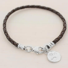 Load image into Gallery viewer, Fine Silver Brown Leather Charm Wristband Bracelet Guatemala - Walk of Life in Brown | NOVICA