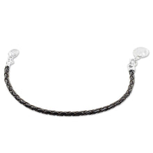 Load image into Gallery viewer, Fine Silver Brown Leather Charm Wristband Bracelet Guatemala - Walk of Life in Brown | NOVICA