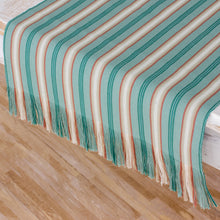 Load image into Gallery viewer, Green Striped Cotton Table Runner from Guatemala - Forest Path | NOVICA