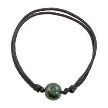 Load image into Gallery viewer, Adjustable Dark Green Jade Pendant Bracelet from Guatemala - Loving Life in Dark Green | NOVICA