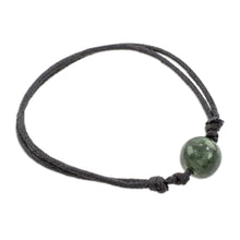 Load image into Gallery viewer, Adjustable Dark Green Jade Pendant Bracelet from Guatemala - Loving Life in Dark Green | NOVICA