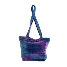 Load image into Gallery viewer, Rayon and Cotton Blend Shoulder Bag in Blue from Guatemala - Pleasing Corduroy in Blue | NOVICA