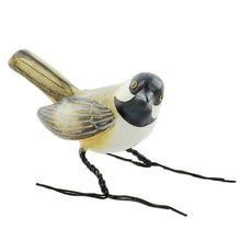 Load image into Gallery viewer, Hand Painted Black Capped Chickadee Clay Bird Figurine - Chickadee | NOVICA
