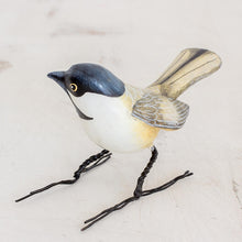 Load image into Gallery viewer, Hand Painted Black Capped Chickadee Clay Bird Figurine - Chickadee | NOVICA