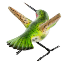 Load image into Gallery viewer, Hand Sculpted Ceramic Ruby-Throated Hummingbird Figurine - Ruby-Throated Hummingbird | NOVICA