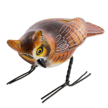 Load image into Gallery viewer, Hand Sculpted, Painted Ceramic Great Horned Owl Figurine - Great Horned Owl | NOVICA
