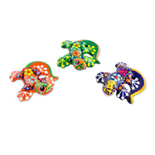 Load image into Gallery viewer, Colorful Handpainted Ceramic Salamander Figurines (Set of 3) - Sweet Salamanders | NOVICA
