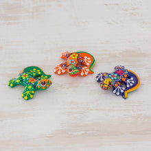 Load image into Gallery viewer, Colorful Handpainted Ceramic Salamander Figurines (Set of 3) - Sweet Salamanders | NOVICA
