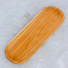 Load image into Gallery viewer, Handcrafted Natural Grain Teak Wood Long Serving Tray - Family Style | NOVICA