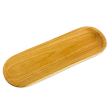 Load image into Gallery viewer, Handcrafted Natural Grain Teak Wood Long Serving Tray - Family Style | NOVICA