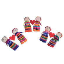 Load image into Gallery viewer, Two Guatemalan Worry Dolls with 100% Cotton Pouch - Love and Hope | NOVICA