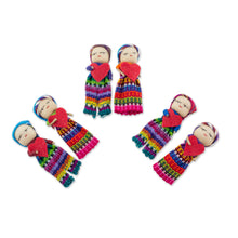 Load image into Gallery viewer, Worry Dolls with 100% Cotton Pouch from Guatemala (Set of 6) - Joined in Love | NOVICA