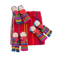 Load image into Gallery viewer, Worry Dolls with 100% Cotton Pouch from Guatemala (Set of 6) - Joined in Love | NOVICA