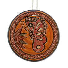 Load image into Gallery viewer, Orange Hummingbird Chorotega Pottery Decorative Wall Art - Nourished by Nectar | NOVICA