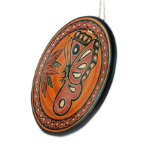 Load image into Gallery viewer, Orange Hummingbird Chorotega Pottery Decorative Wall Art - Nourished by Nectar | NOVICA