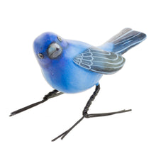 Load image into Gallery viewer, Handcrafted Blue Indigo Bunting Bird Ceramic Figurine - Indigo Bunting | NOVICA
