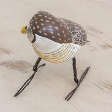 Load image into Gallery viewer, Handcrafted White and Brown Hawk Owl Ceramic Figurine - Hawk Owl | NOVICA