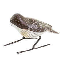 Load image into Gallery viewer, Handcrafted White and Brown Hawk Owl Ceramic Figurine - Hawk Owl | NOVICA