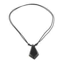 Load image into Gallery viewer, Adjustable Jade Pendant Necklace in Black from Guatemala - Real Stone | NOVICA