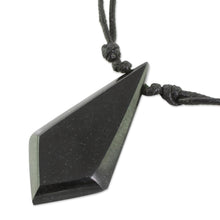 Load image into Gallery viewer, Adjustable Jade Pendant Necklace in Black from Guatemala - Real Stone | NOVICA