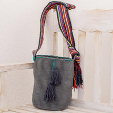 Load image into Gallery viewer, Crocheted Cotton Bucket Bag in Smoke from Guatemala - Smoke Texture | NOVICA