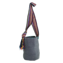 Load image into Gallery viewer, Crocheted Cotton Bucket Bag in Smoke from Guatemala - Smoke Texture | NOVICA