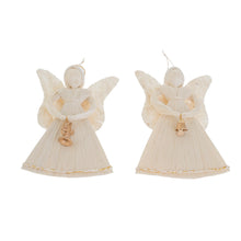Load image into Gallery viewer, Natural Fiber Angel Ornaments from Costa Rica (Pair) - Holy Announcement | NOVICA