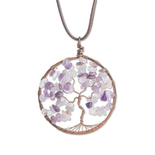 Load image into Gallery viewer, Amethyst Gemstone Tree Pendant Necklace from Costa Rica - Amethyst Tree of Life | NOVICA