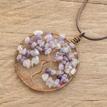Load image into Gallery viewer, Amethyst Gemstone Tree Pendant Necklace from Costa Rica - Amethyst Tree of Life | NOVICA