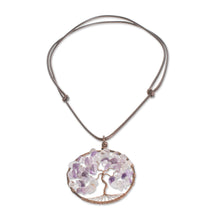 Load image into Gallery viewer, Amethyst Gemstone Tree Pendant Necklace from Costa Rica - Amethyst Tree of Life | NOVICA