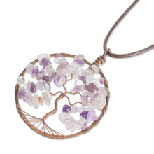 Load image into Gallery viewer, Amethyst Gemstone Tree Pendant Necklace from Costa Rica - Amethyst Tree of Life | NOVICA