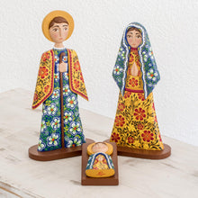 Load image into Gallery viewer, Hand Carved and Painted Wood Nativity Scene (4 Piece) - Garden Nativity | NOVICA