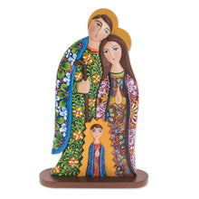 Load image into Gallery viewer, Handcrafted Colorful Floral Wood Nativity Scene Statuette - Hope in Bloom | NOVICA