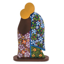 Load image into Gallery viewer, Handcrafted Colorful Floral Wood Nativity Scene Statuette - Hope in Bloom | NOVICA