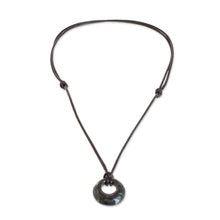 Load image into Gallery viewer, Circular Jade Adjustable Pendant Necklace from Guatemala - Verdant Circle | NOVICA