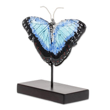 Load image into Gallery viewer, Art Glass Morpheus Butterfly Sculpture from El Salvador - Morpheus Flight | NOVICA