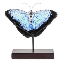 Load image into Gallery viewer, Art Glass Morpheus Butterfly Sculpture from El Salvador - Morpheus Flight | NOVICA