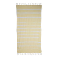 Load image into Gallery viewer, Striped Cotton Beach Towel in Buttercup from Guatemala - Sweet Relaxation in Buttercup | NOVICA