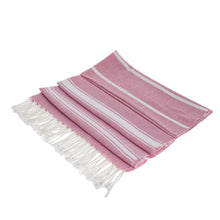 Load image into Gallery viewer, Striped Cotton Beach Towel in Crimson from Guatemala - Sweet Relaxation in Crimson | NOVICA