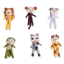 Load image into Gallery viewer, Jungle-Themed Cotton Decorative Worry Dolls (Set of 6) - Jungle Quitapenas | NOVICA