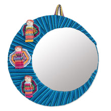 Load image into Gallery viewer, Crescent-Shaped Cotton Wall Mirror with Worry Dolls - Quitapenas Moon | NOVICA
