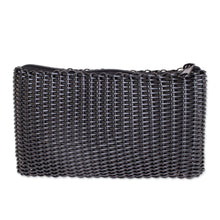 Load image into Gallery viewer, Handwoven Recycled Plastic Cosmetic Bag in Black - Eco Weave in Black | NOVICA