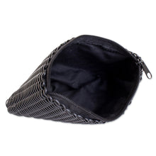 Load image into Gallery viewer, Handwoven Recycled Plastic Cosmetic Bag in Black - Eco Weave in Black | NOVICA