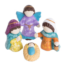 Load image into Gallery viewer, Colorful Ceramic Nativity Scene from El Salvador (4 Pieces) - Love and Happiness | NOVICA