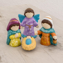 Load image into Gallery viewer, Colorful Ceramic Nativity Scene from El Salvador (4 Pieces) - Love and Happiness | NOVICA