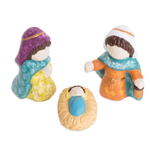 Load image into Gallery viewer, Colorful Ceramic Nativity Scene from El Salvador (4 Pieces) - Love and Happiness | NOVICA