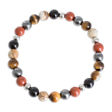 Load image into Gallery viewer, Men's Multi-Gemstone Beaded Stretch Bracelet from Costa Rica - Planetary Harmony | NOVICA