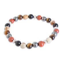 Load image into Gallery viewer, Men's Multi-Gemstone Beaded Stretch Bracelet from Costa Rica - Planetary Harmony | NOVICA