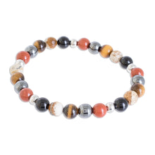 Load image into Gallery viewer, Men's Multi-Gemstone Beaded Stretch Bracelet from Costa Rica - Planetary Harmony | NOVICA